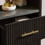 Favera Tall Bath Cabinet — EBONY / BLUESTONE