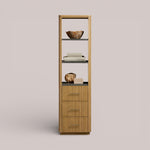 Favera Tall Bath Cabinet — HONEY / BLUESTONE