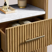 Favera Tall Bath Cabinet — HONEY / CARRARA