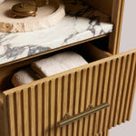 Favera Tall Bath Cabinet — HONEY / CALACATTA VIOLA