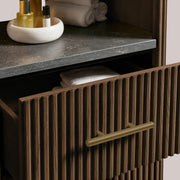 Favera Tall Bath Cabinet — MOCHA / BLUESTONE