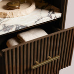 Favera Tall Bath Cabinet — MOCHA / CALACATTA VIOLA