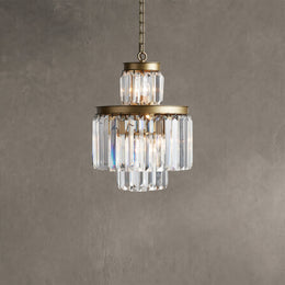 Leyland 6-Light Chandelier Faceted Glass Crystals Rustic Iron Frame