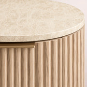 Sopravelle Emperador Closed Bedside Table — LIGHT OAK / CREMAR MARBLE