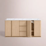 Liromelle Double Vanity — GREIGE OAK / CARRARA / RECTANGLE