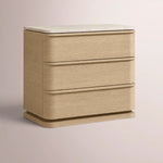 Liromelle Emperador Closed Nightstand — GREIGE BRUSHED OAK / GREY EMPERADOR MARBLE / 26