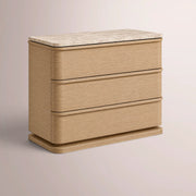 Liromelle Emperador Closed Nightstand — LIGHT BRUSHED OAK / CREMA EMPERADOR MARBLE / 26