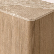 Liromelle Emperador Media Console — LIGHT BRUSHED OAK / CREMA EMPERADOR MARBLE / 4-DOOR 60