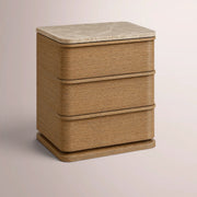 Liromelle Emperador Closed Nightstand — NATURAL BRUSHED OAK / GOLD EMPERADOR MARBLE / 20