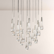 Raindrop Glass Round Solitaire Chandelier -kimoylights