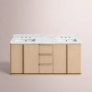 Liromelle Double Vanity — GREIGE OAK / CARRARA / RECTANGLE
