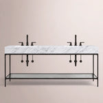 Caloria Double Washstand — FORGED LRON / Italian Carrara marble / RECTANGLE-72