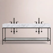 Caloria Double Washstand — FORGED LRON / Italian Carrara marble / RECTANGLE-72
