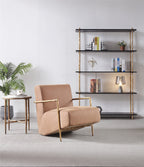 Axton Forge Genuine Brown Leather Accent Chair For Living Room