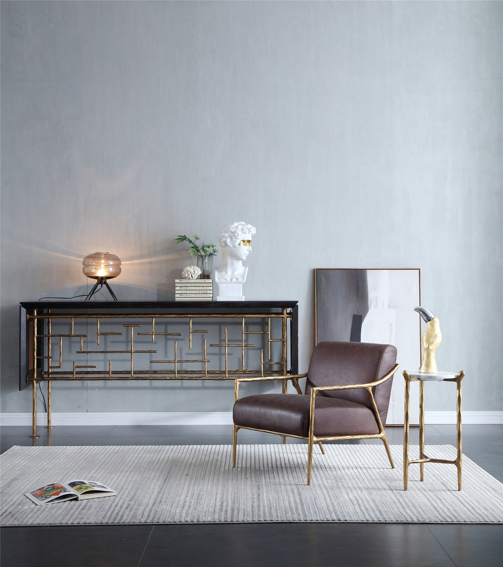 Axton Forge Brown Leather Accent Chair for Living Room