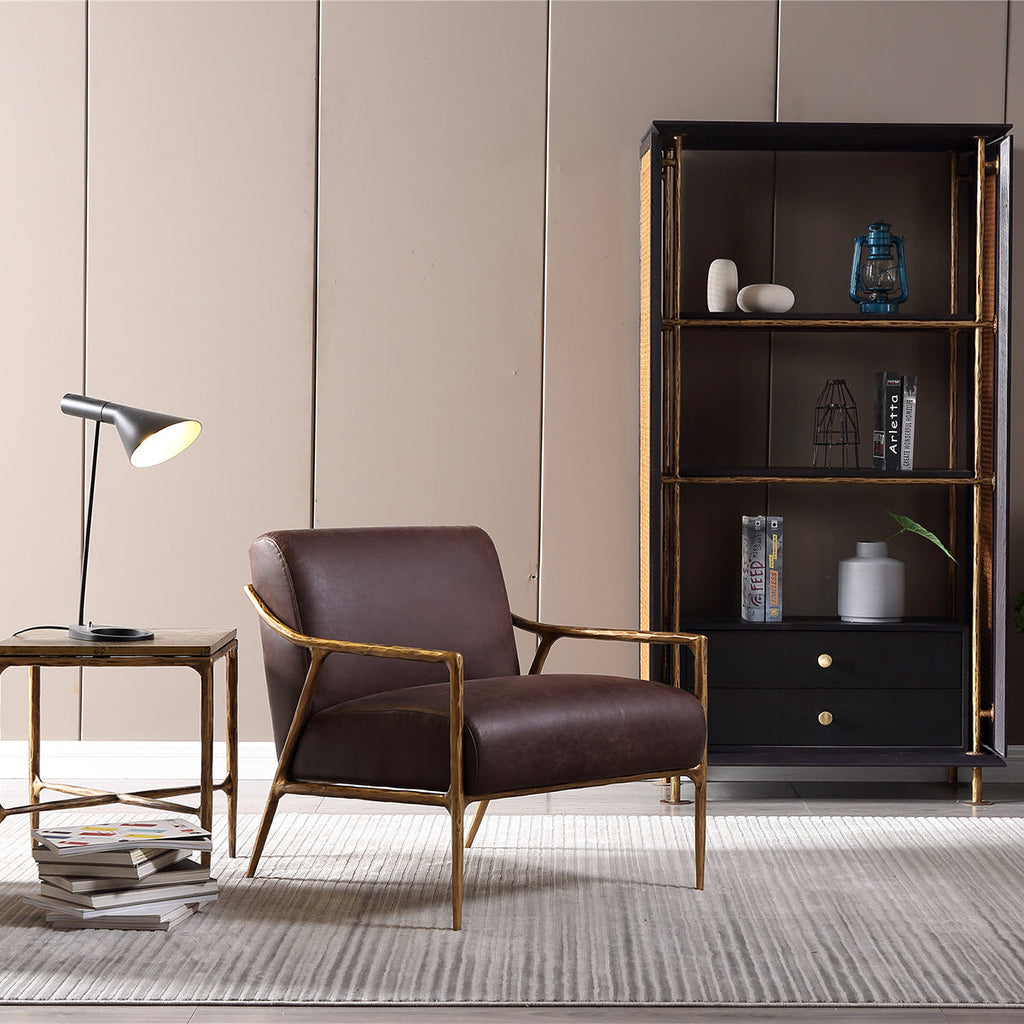 Axton Forge Brown Leather Accent Chair for Living Room
