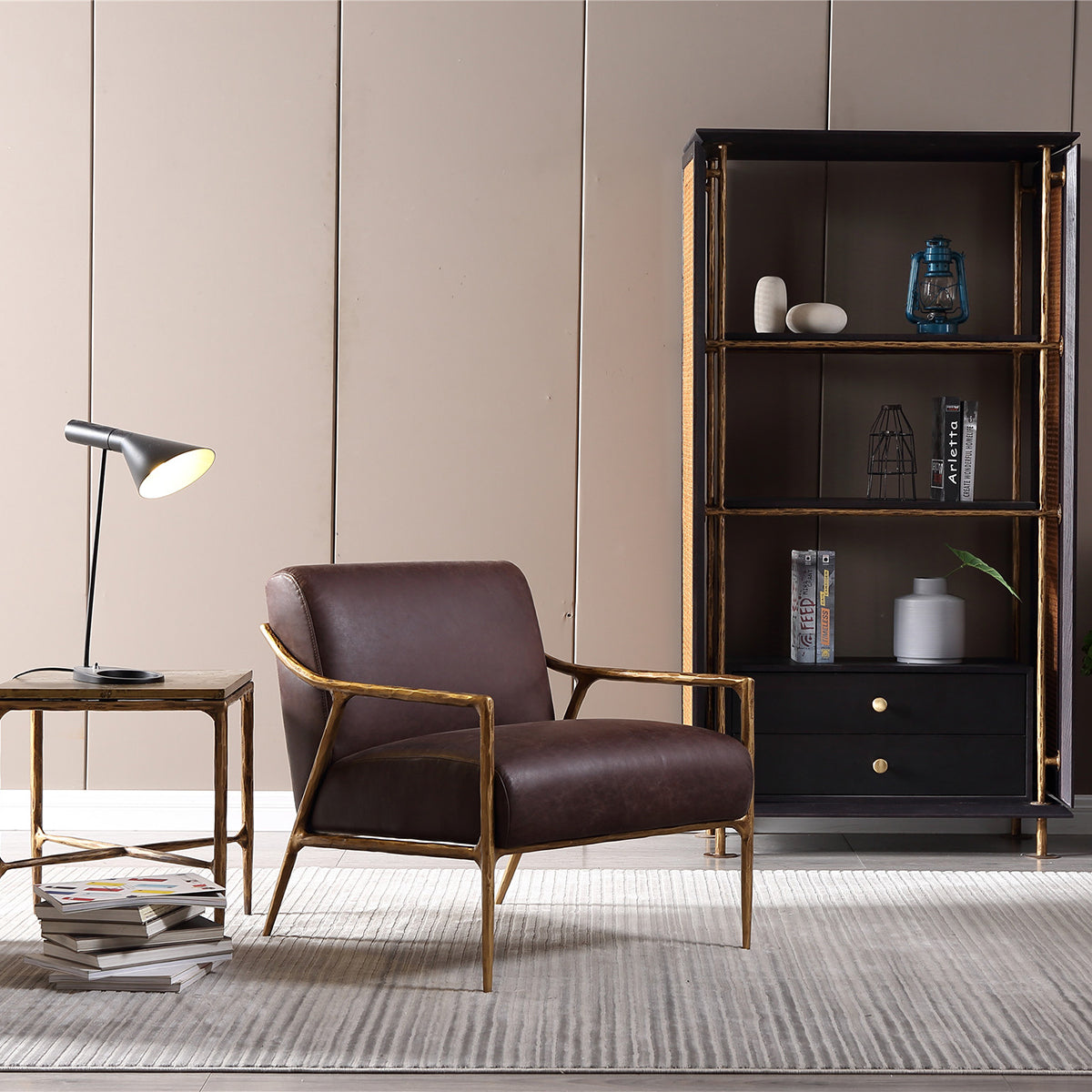 Axton Forge Brown Leather Accent Chair for Living Room