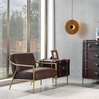 Axton Forge Brown Leather Accent Chair for Living Room