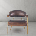 Axton Forge Brown Leather Lounge Armchair for Living Room