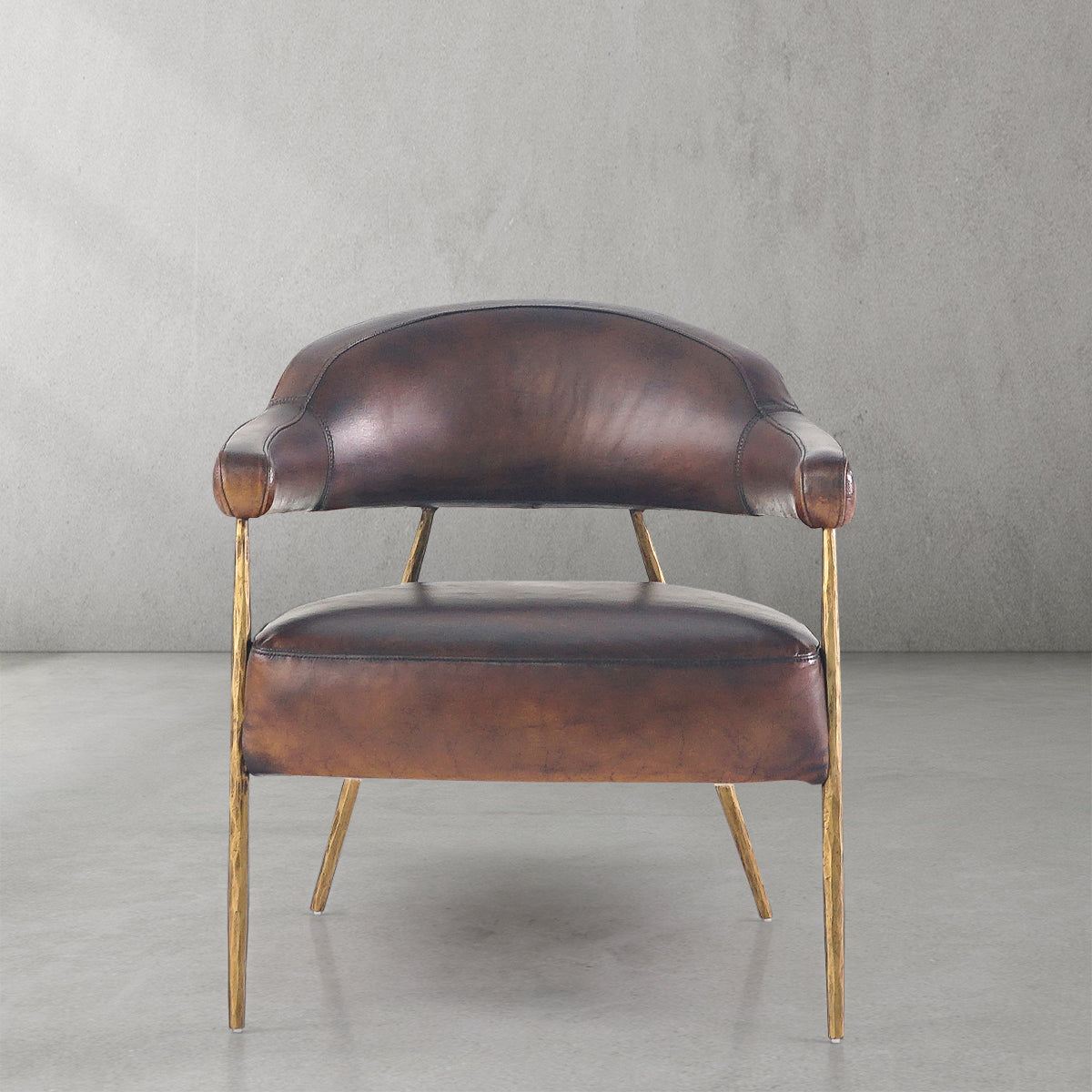 Axton Forge Brown Leather Lounge Armchair for Living Room