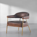 Axton Forge Brown Leather Lounge Armchair for Living Room