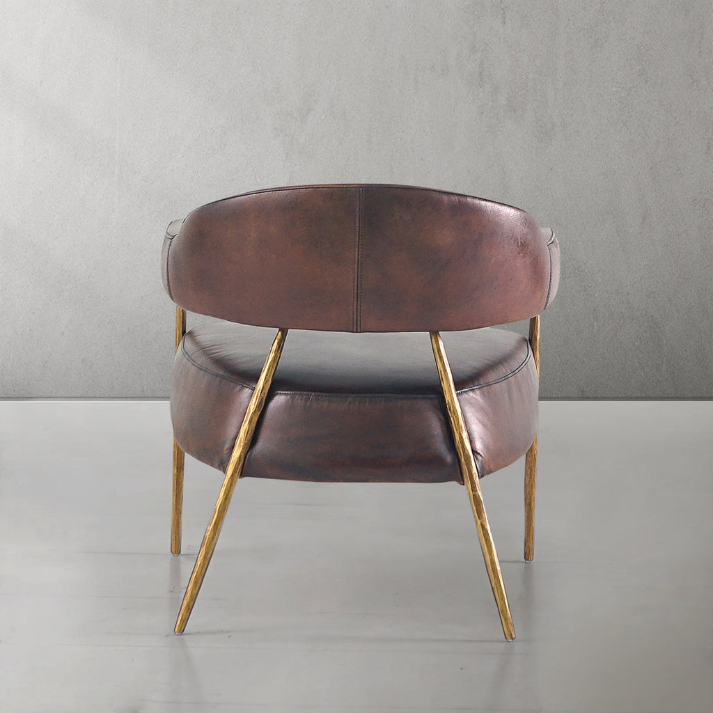 Axton Forge Brown Leather Lounge Armchair for Living Room