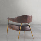 Axton Forge Brown Leather Lounge Armchair for Living Room