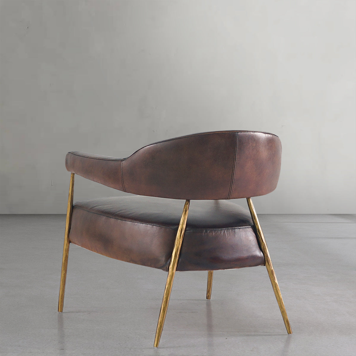 Axton Forge Brown Leather Lounge Armchair for Living Room