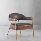 Axton Forge Brown Leather Lounge Armchair for Living Room