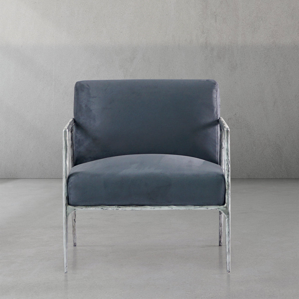 Axton Forge Retro Silver Iron Frame Armchair For Living Room
