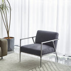 Axton Forge Retro Silver Iron Frame Armchair For Living Room