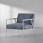 Axton Forge Retro Silver Iron Frame Armchair For Living Room