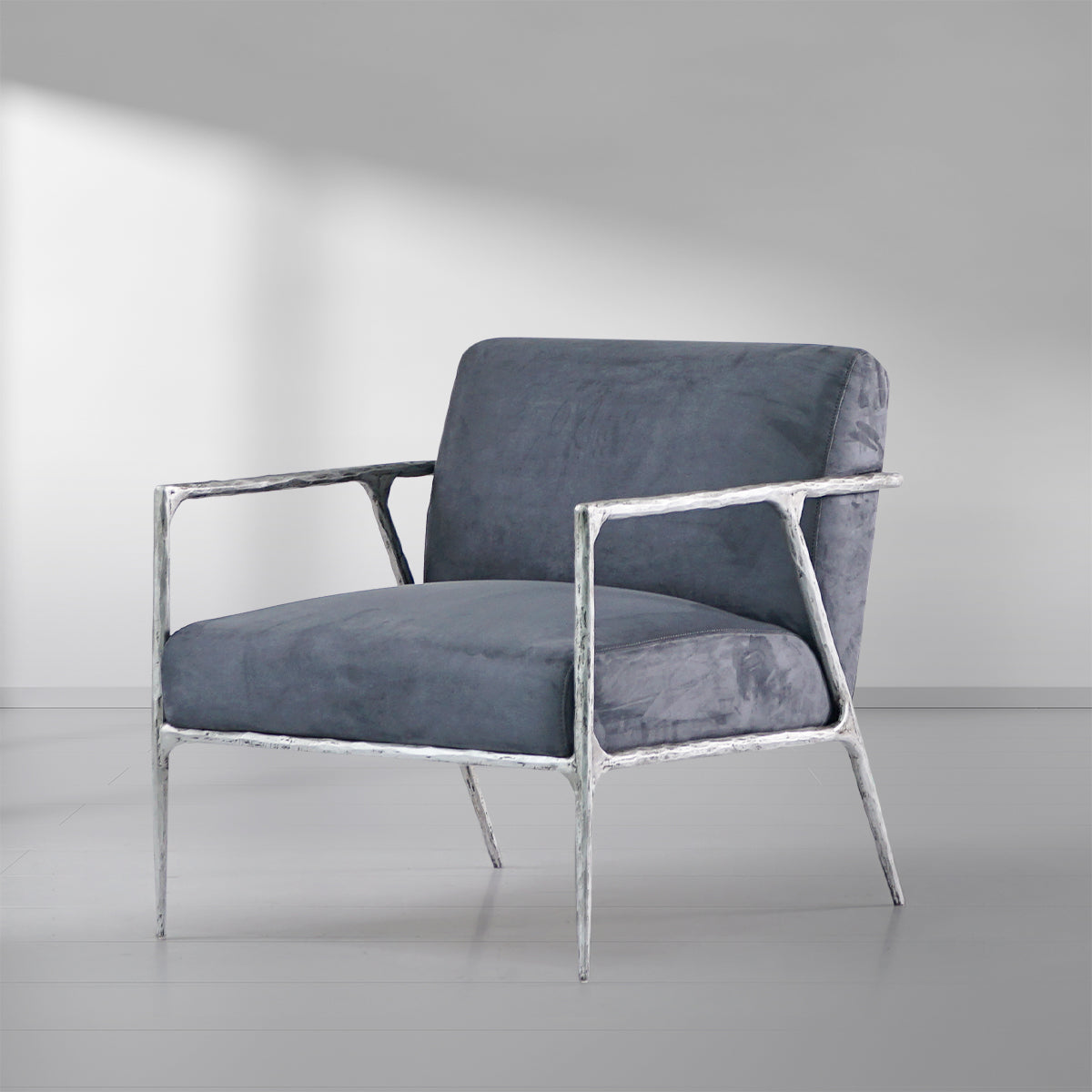 Axton Forge Retro Silver Iron Frame Armchair For Living Room