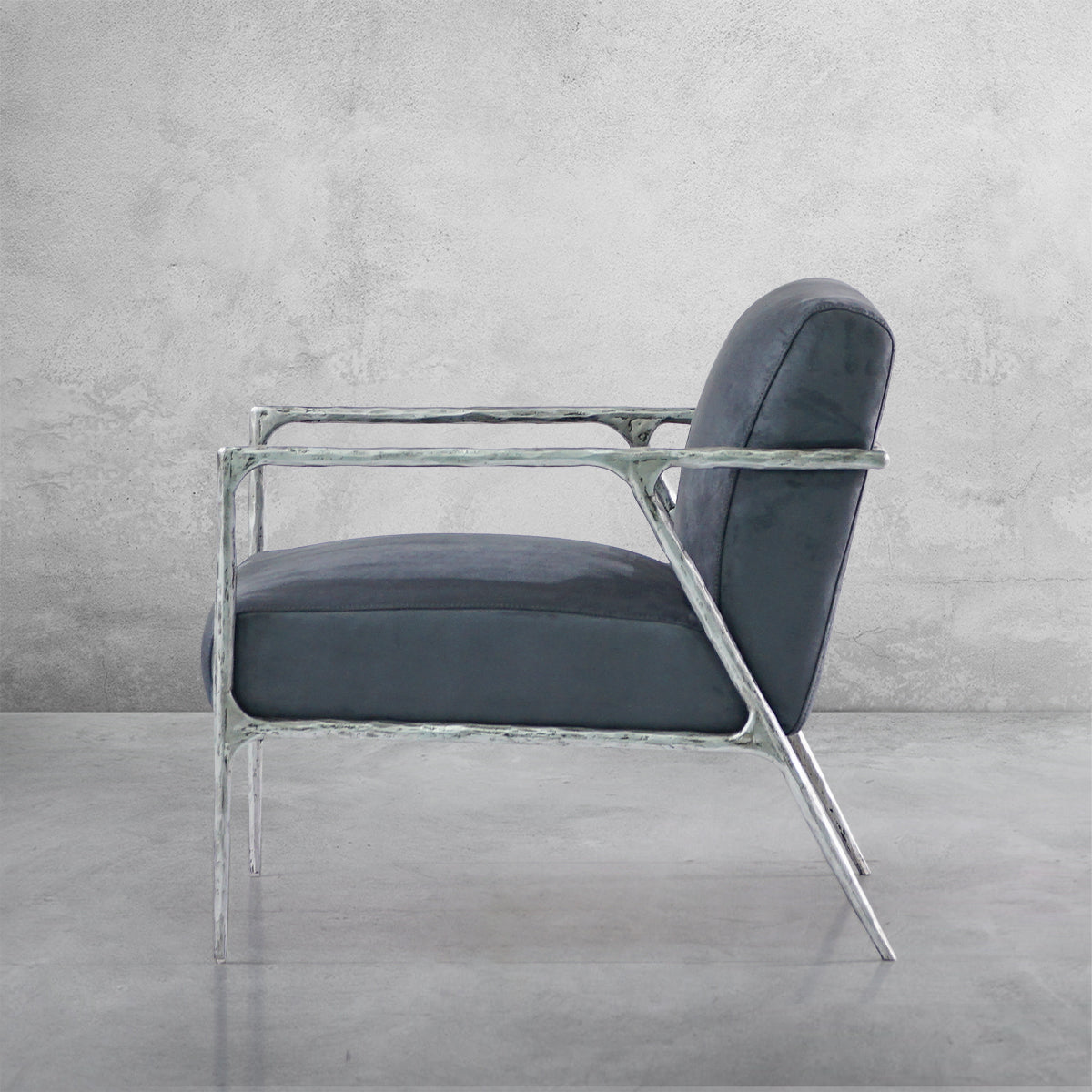 Axton Forge Retro Silver Iron Frame Armchair For Living Room
