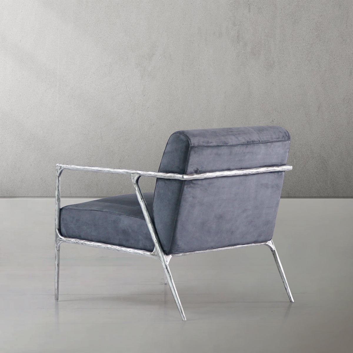 Axton Forge Retro Silver Iron Frame Armchair For Living Room