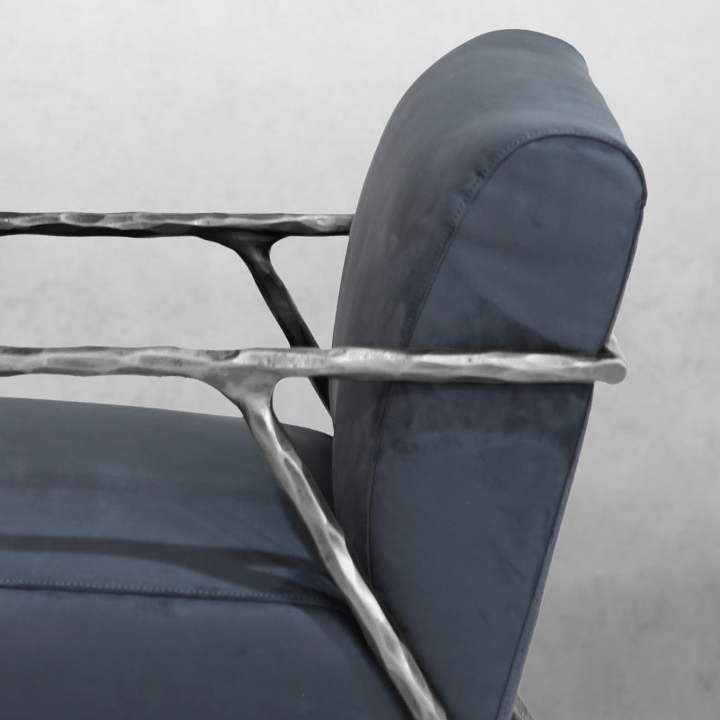 Axton Forge Retro Silver Iron Frame Armchair For Living Room