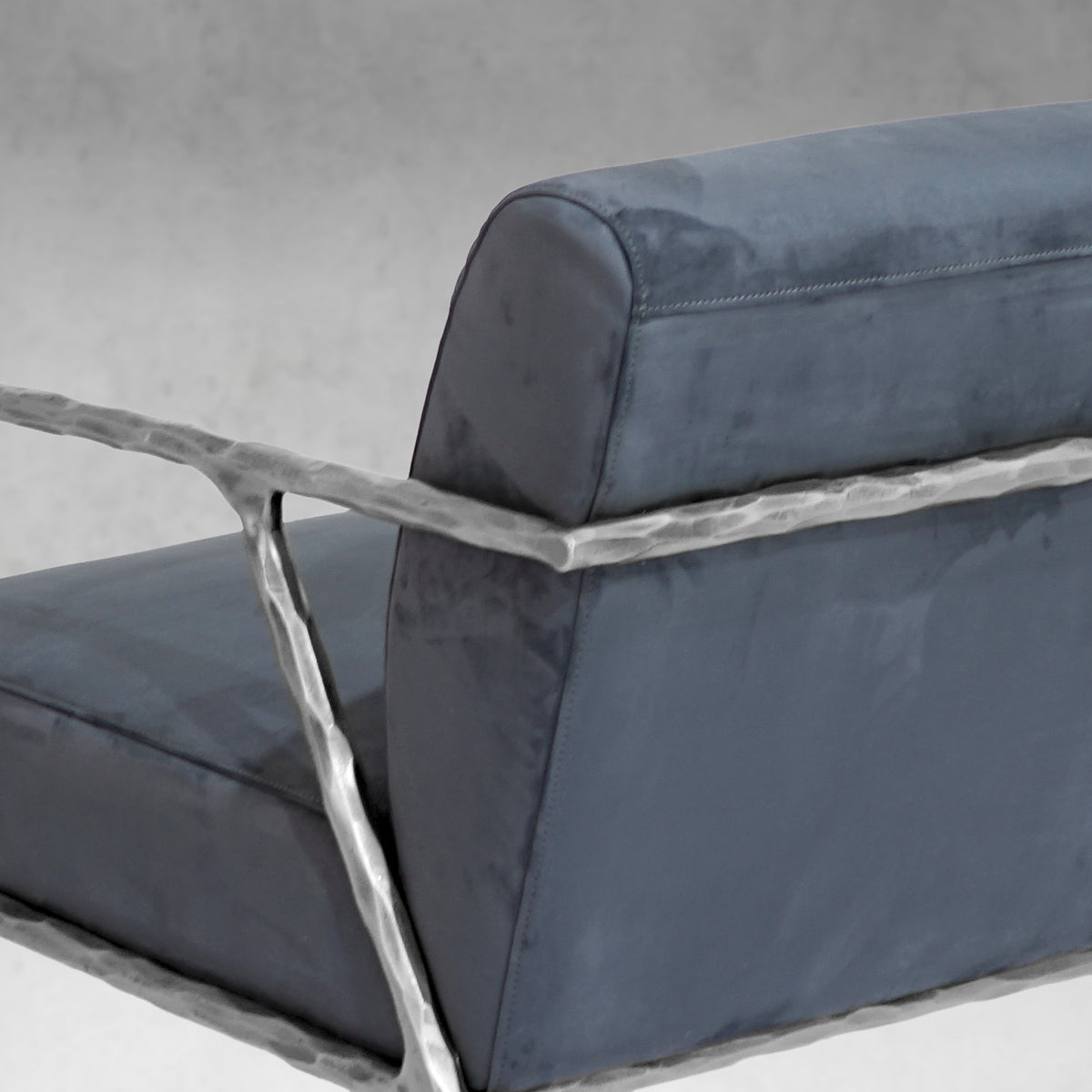 Axton Forge Retro Silver Iron Frame Armchair For Living Room