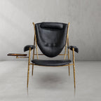 Axton Forge Wooden Plate Leather Armchair For Living Room