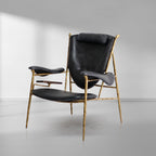 Axton Forge Wooden Plate Leather Armchair For Living Room