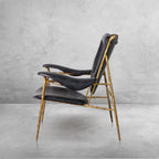 Axton Forge Wooden Plate Leather Armchair For Living Room