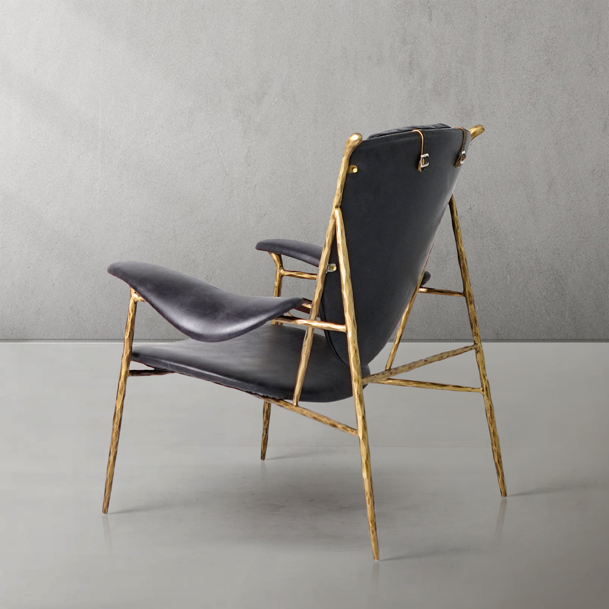 Axton Forge Wooden Plate Leather Armchair For Living Room