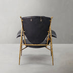Axton Forge Wooden Plate Leather Armchair For Living Room