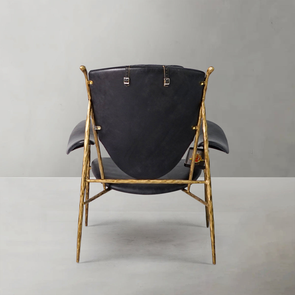 Axton Forge Wooden Plate Leather Armchair For Living Room