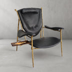 Axton Forge Wooden Plate Leather Armchair For Living Room