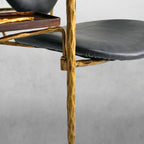 Axton Forge Wooden Plate Leather Armchair For Living Room