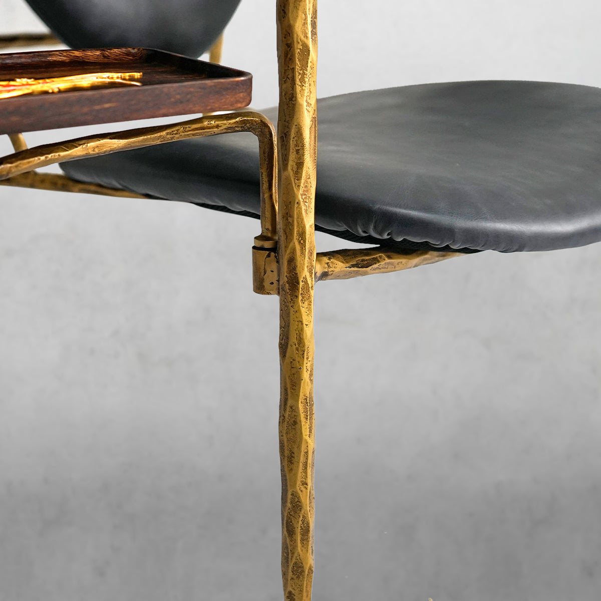 Axton Forge Wooden Plate Leather Armchair For Living Room