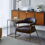 Axton Forge Brown Leather Lounge Armchair for Living Room