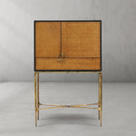 Thaddeus Metal Frame Rattan Side Cabinet