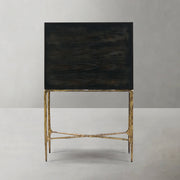 Thaddeus Metal Frame Rattan Side Cabinet