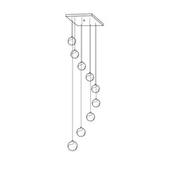 9 Heads Square Canopy Dia 40cm x H 200cm / ∅ 15.7″ x H 78.7″